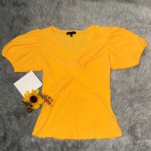 DG2 by Diane Gilman Yellow Puff Sleeve Blouse